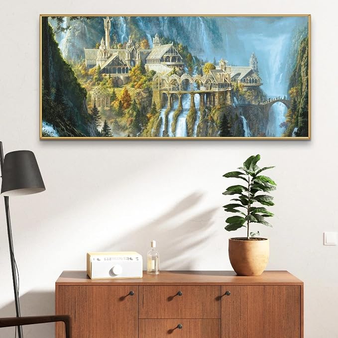 YALKIN Paint by Numbers Kit for Adults, Castle Large Adults'paint-by-Number Kits on Canvas, DIY Acrylic Oil Painting by Numbers Kits, Perfect for Home Decor, Gifts 28x16in