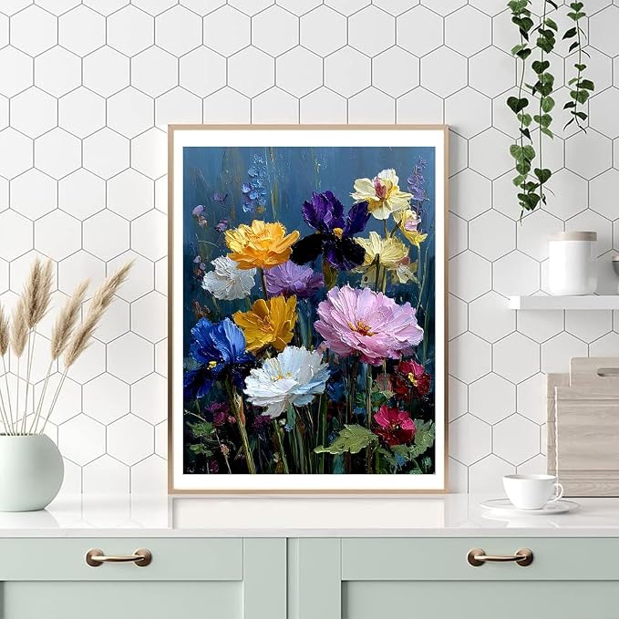 Flowers Paint by Numbers Kit for Adults 16x20 Inch Frameless Wildflowers | Paint by Number for Adults, Flowers Paint by Numbers for Adults Beginner Gift Home Wall Decor