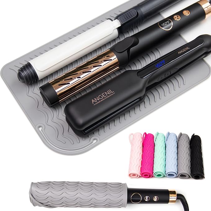 ANGENIL Large Heat Silicone Curling Irons Mat, Flat Iron Hair Straightener