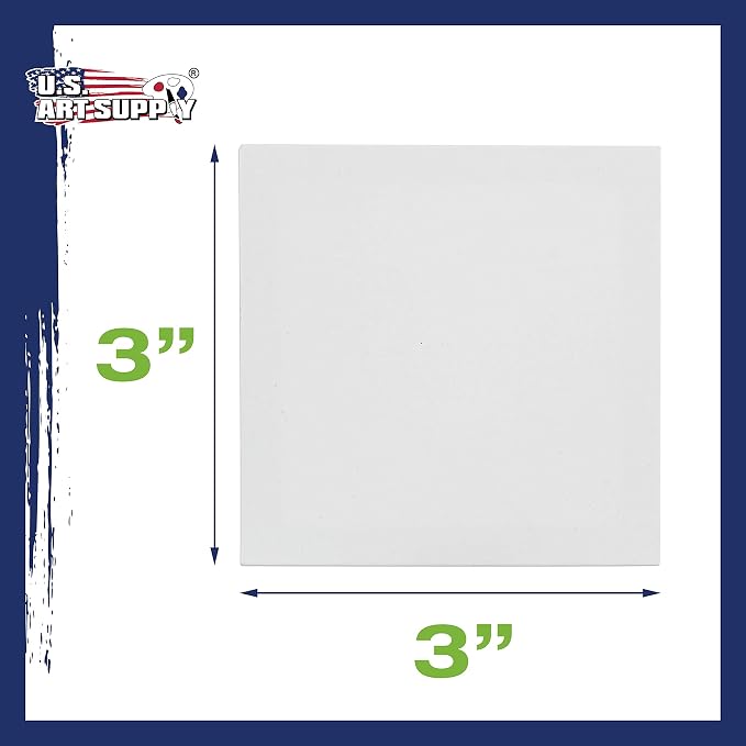 U.S. Art Supply 3"x3" Mini Square Canvases for Painting, Pack of 12