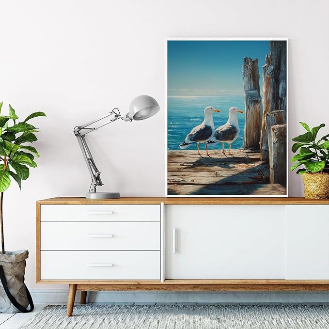 HITO Seagull Paint by Numbers Kit for Adults 16x20 Inch Frameless | Seagull Adult Paint by Number Kits on Canvas, DIY Acrylic Oil Easy Painting by Numbers for Home Wall Decor