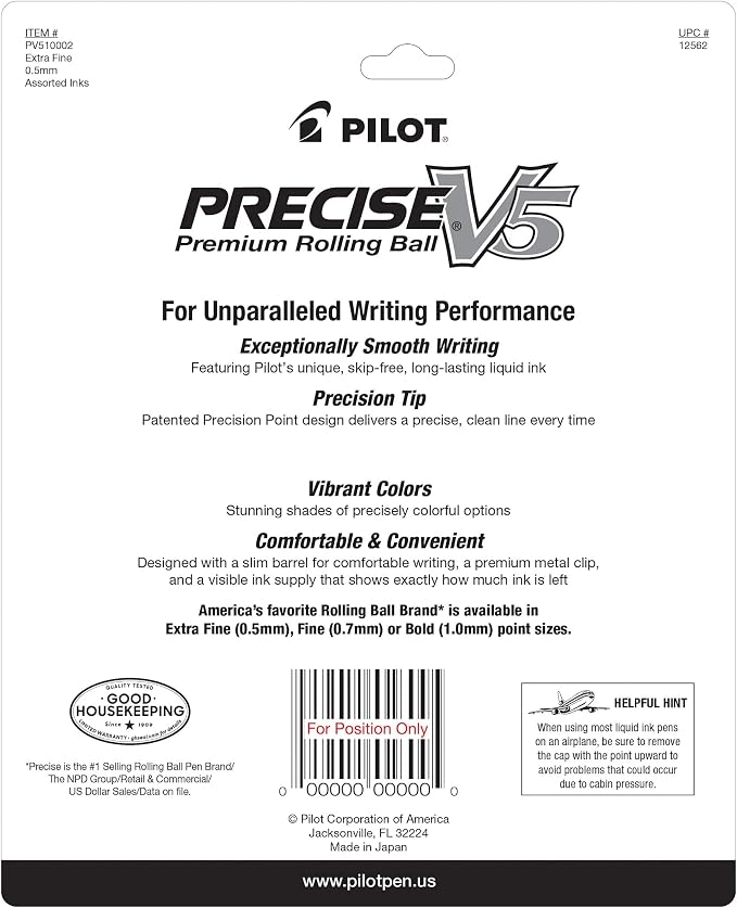 PILOT Precise V5 Capped Liquid Ink Rollerball Pens, Extra Fine Point Ink Pens 0.5 mm, Colored, Assorted Colors, Deal for School, Journaling, & Office Writing (Pack of 120)