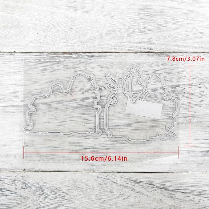Clear Stamps and Metal Cutting Dies Set for Card Making Scrapbooking, DIY Craft Stamps and Dies Kit for Journaling, Albums, Greeting Cards, Holiday Cards, Birthday, Christmas (YX1087)
