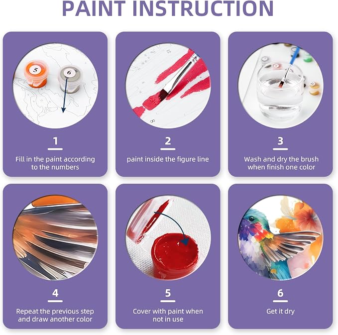 Ginkko Bird Framed Paint by Numbers Kit for Adults 8X 12 inch, Flowers | Beginners & Kids Ages 8-12, Flower DIY Acrylic Canvas Painting with Paints & Brushes, Original Art Decor Gift for Home Wall