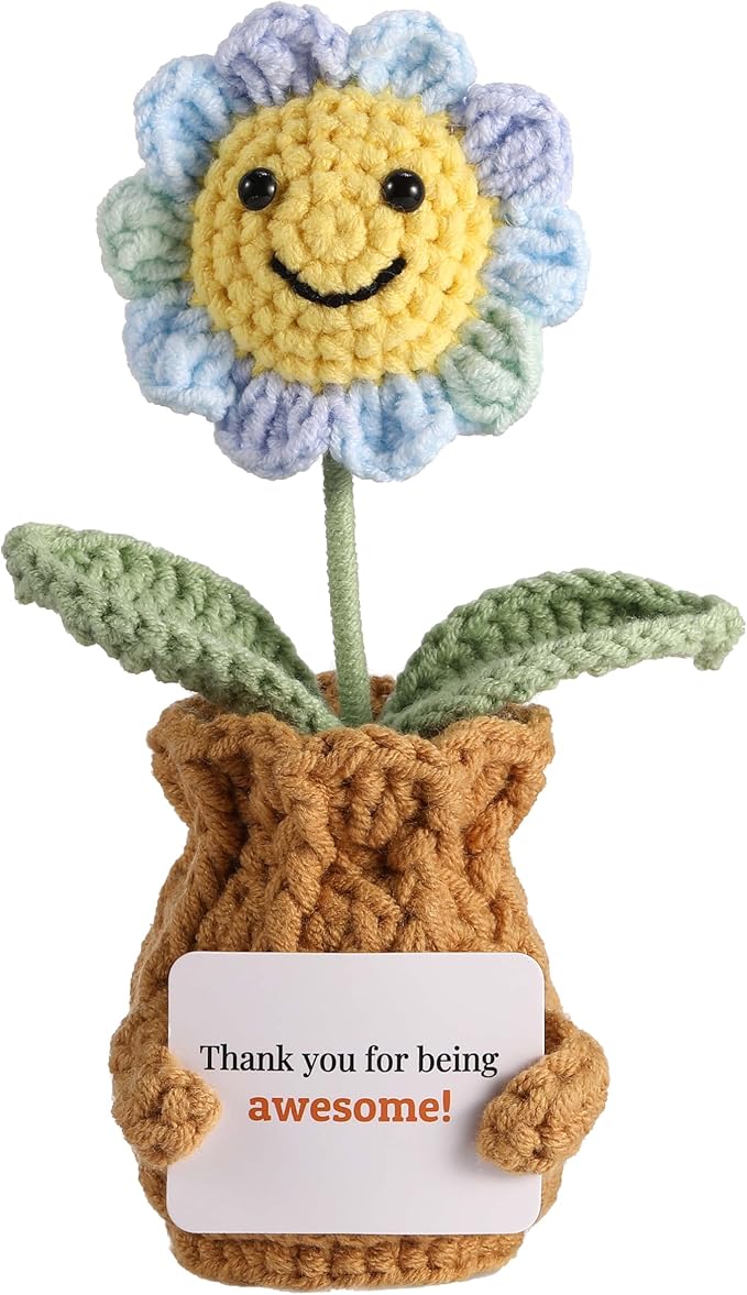Thank You Crochet Gifts for Coworkers Sunflower Pot – Thank You for Being Awesome! Appreciation Gifts for Women Employee Nurse Secretary Positive Handmade Gift
