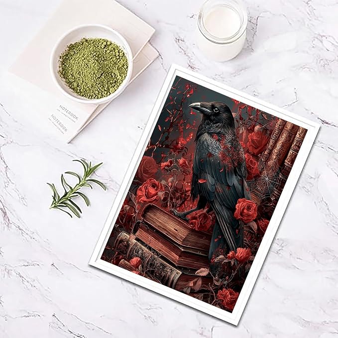 XUCNWL Halloween Diamond Art Kits for Adults,Crow Book Diamond Painting