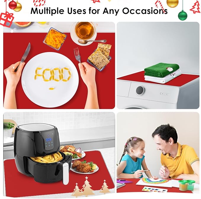 Extra Large Silicone Mats for Kitchen Counter, Food Grade Silicone Placemats for Kids, Nonstick Silicone Mat for Baking Crafts, Heat Resistant Pastry Mats for Rolling Dough Nonslip, 28''x15.7'' Red