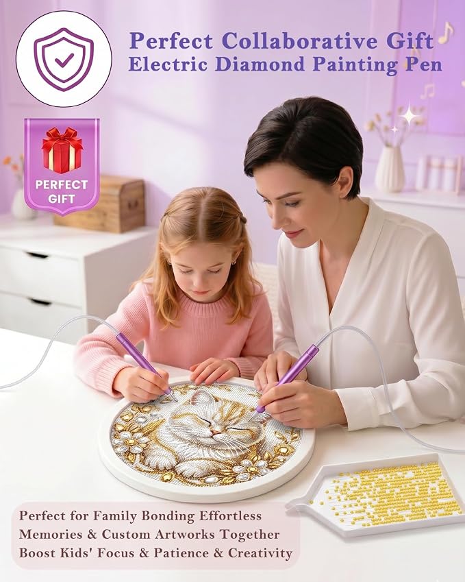 Electric Diamond Painting Pen Vacuum Drill Tool Kit,Diamond Art Pens No Wax Needed with Accessories,E-Painter Vacuum Pen for Diamond Painting Storage Tray,Diamond Art Pen Tools Kit for Adults(Pink)