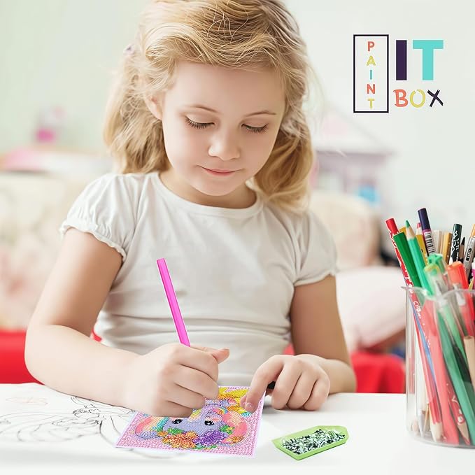 Acelii 6 Pack Elephant Diamond Painting Kits for Kids, 5D DIY Art Set | Cute Elephant Gem Art Kit for Kids & Beginners, Full Round Big Gems, Home Wall Decor, 6 x 6 Inch Craft Gift
