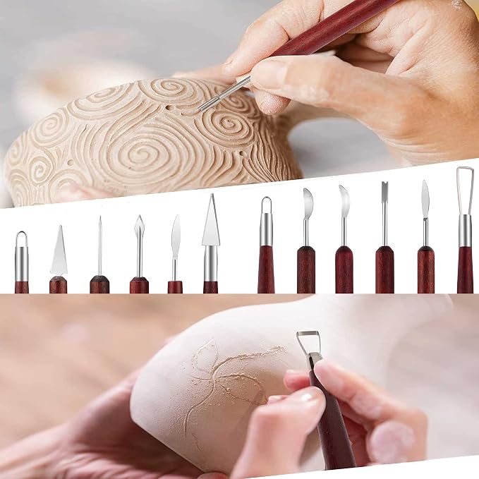 Langqun Clay Sculpting Tools,Pottery Tools Kit, Polymer Clay Tools,Pottery Ribs, Air Dry Clay Tools for Sculpting, Modeling, Carving, Modeling