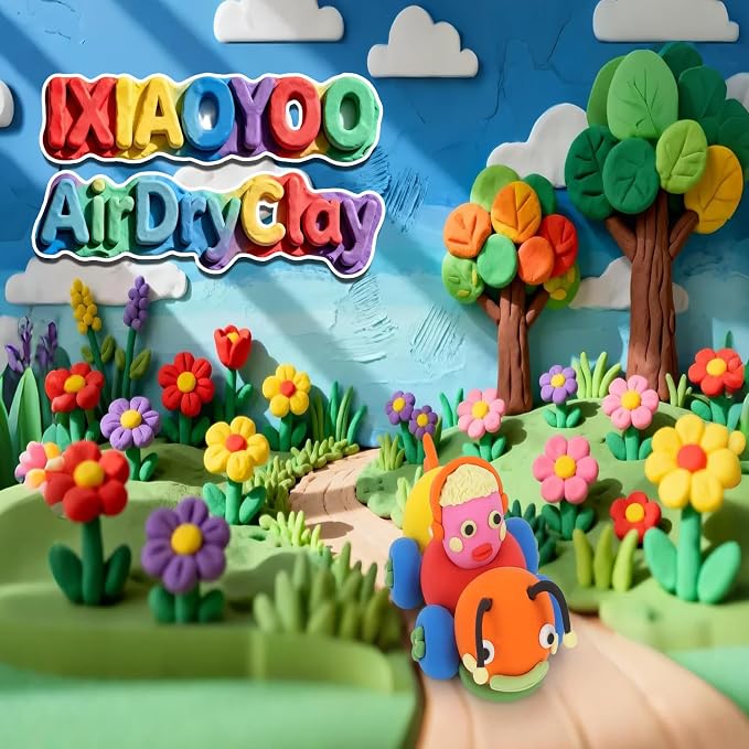 Ixiaoyoo Air Dry Clay, 92 Colors Foam Modeling Clay for School Projects