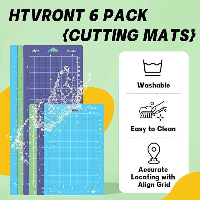HTVRONT Cutting Mats Compatible with Cricut Joy/Joy 2, 6 Pack | 2 Sizes: 4.5"x12" (3pcs) & 4.5"x6.5" (3pcs), Light/Standard/Strong Stickness, Compatible with Cricut Joy/Joy 2