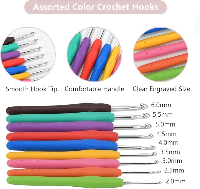 BJSSBJH Crochet Tools and Supplies Set, 57-Piece Crochet Hook Kit with Yarn and Accessories, Portable Craft Tool Kit for Adult Beginners and Experienced Crafters(B Style)