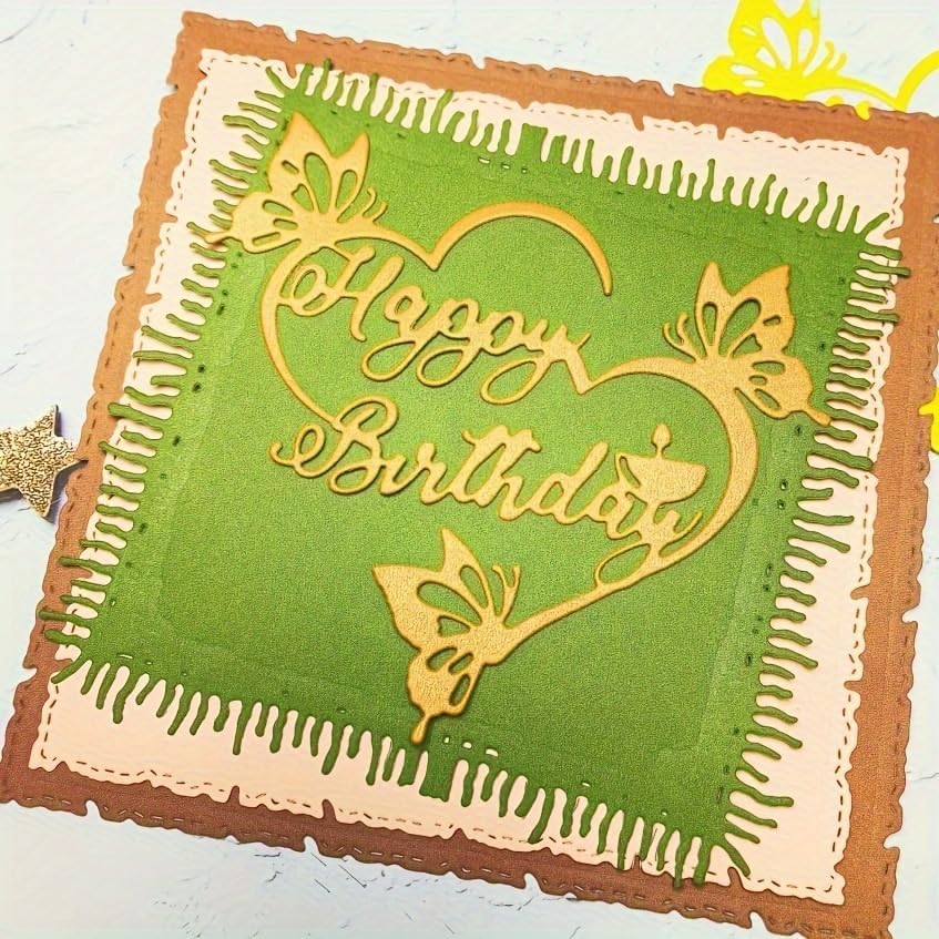 Lapoo Words Cutting Die for Scrapbooking - Durable, Cut Stencils for DIY Scrapbook Photo Album Decorative Paper Card, Card Making Supplies Party Wedding Decorations (Happy Birthday 4.1 x 3.9 in)
