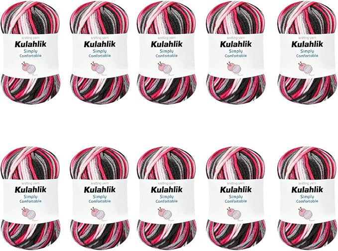 500g(10x50g) Acrylic Yarn for Crocheting and Knitting, Colorful Gradient Yarn Thread, 10 Rolls Skeins, Multicolor Hilo Acrílico, Perfect for DIY Crafts Project
