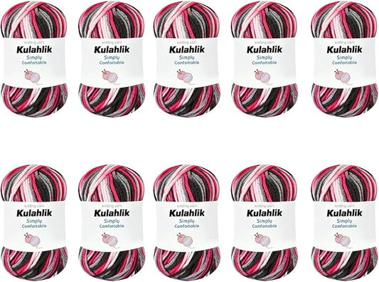 500g(10x50g) Acrylic Yarn for Crocheting and Knitting, Colorful Gradient Yarn Thread, 10 Rolls Skeins, Multicolor Hilo Acrílico, Perfect for DIY Crafts Project
