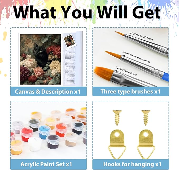 Cat Paint by Numbers Kit for Adults, Adult Paint by Number Kits 16x20 in | Paint by Numbers Kit for Adults, Acrylic Painting by Numbers, DIY Arts and Crafts for Gifts or Home Decor