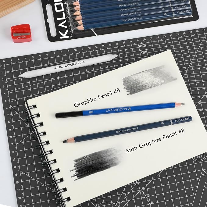 KALOUR PDAS Professional Drawing Pencils for Sketching – 6 pcs Matte Graphite Pencil Set (HB–12B), Sketch Pencil Set for Drawing, Shading & Artists