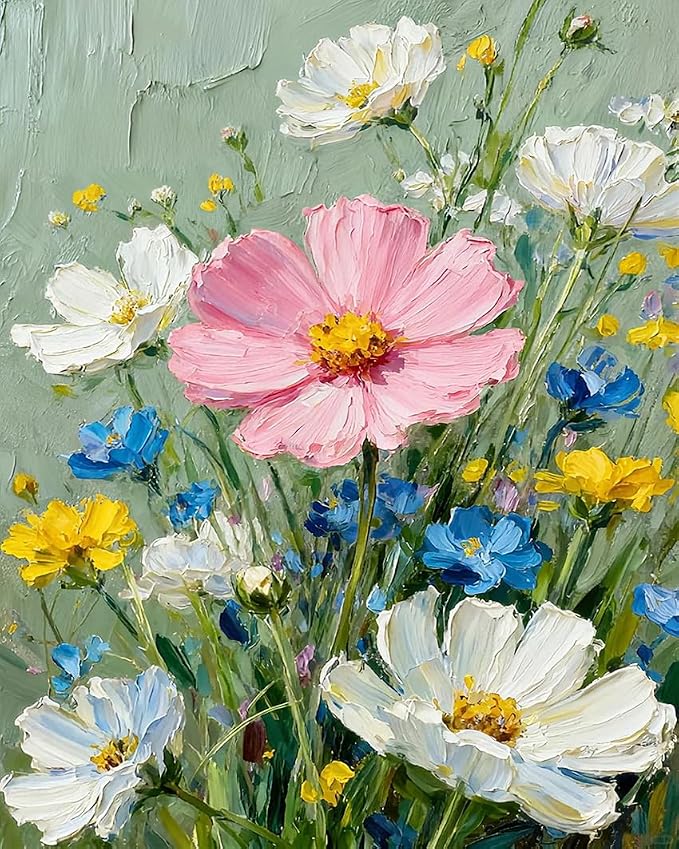 ZRIZQ Flowers Paint by Numbers Kit for Adults Beginner,Wildflowers,16x20