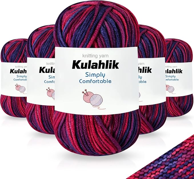 250g(5x50g) Acrylic Yarn for Crochet/Knitting, Colorful Gradient Yarn Thread, 5 Rolls Skeins, Perfect for Any Knitting Crochet and Crafts Mini Project