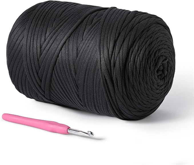 800g T-Shirt Crochet Yarn for Crocheting Crafts/Bags/Basket/Coaster,Hand Knitting Tshirt Yarn for Crochet,228yds T Shirt Yarns with High Elastic Thick Yarns Polyester Fabric（Carbon Gray）
