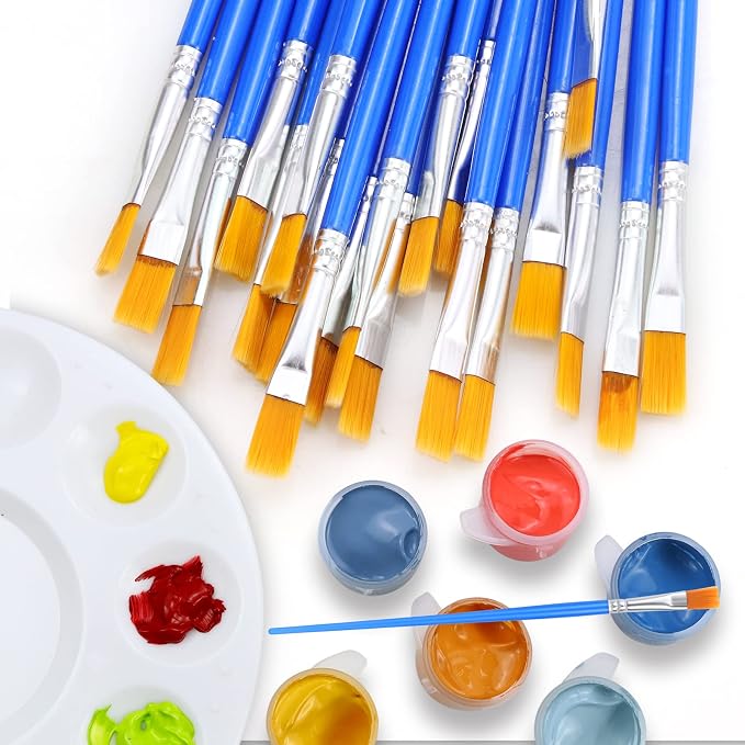 AROIC 180pcs Flat Paint Brushes Set, Small Brushes Bulk Nylon Hair | Kids Acrylic Oil Watercolor Artist, Professional Painting for Classroom Students