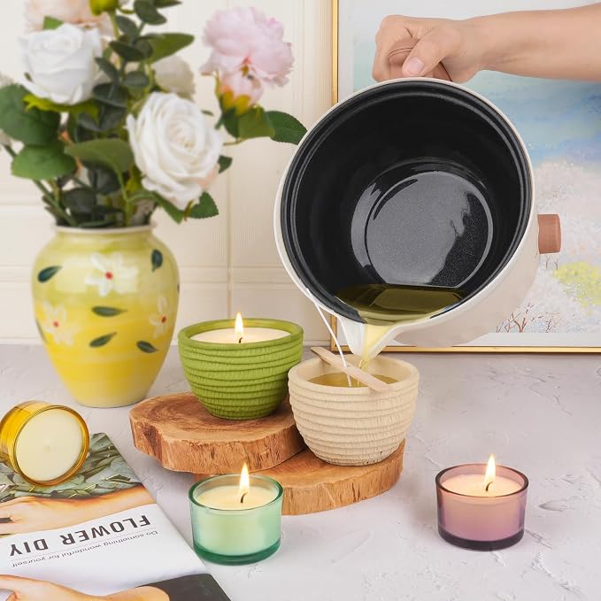 AOTOIE Candle Making Kit with Wax Melter, Soy Wax for Candle Making, DIY Candle Making Supplies, Starter Candle Kit for Women Adult Beginner, Included 1.1IB Natural Soy Wax with Wicks