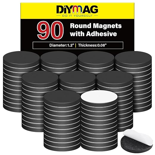 DIYMAG Magnets with Adhesive Backing, 90P Flexible Fridge Magnetic Dots