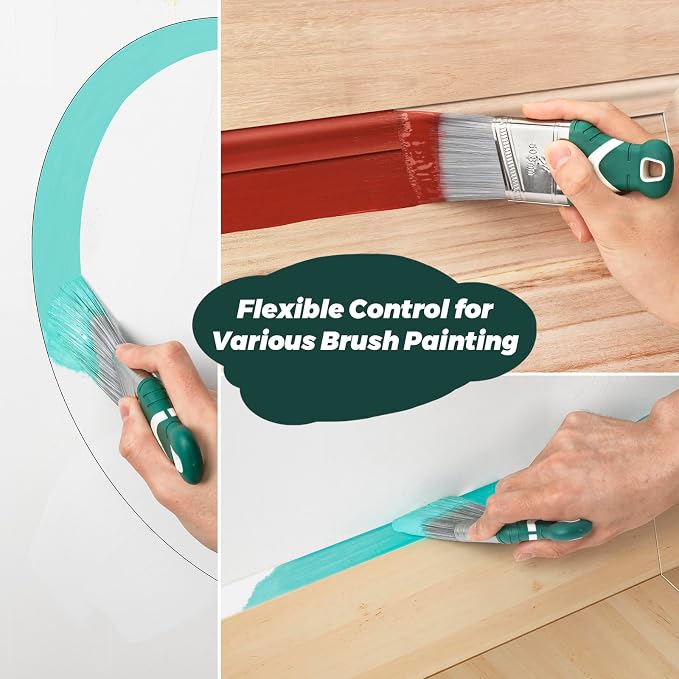 9 Pack 2" Angled Paint Brush Set, Synthetic Bristles, Rubber Short Handle | Easy Grip, Smooth Finish & Precision Edging, Cutting In, Trim, Touch up, for Painting Walls, Ceiling, Cabinet, Sash, Corner