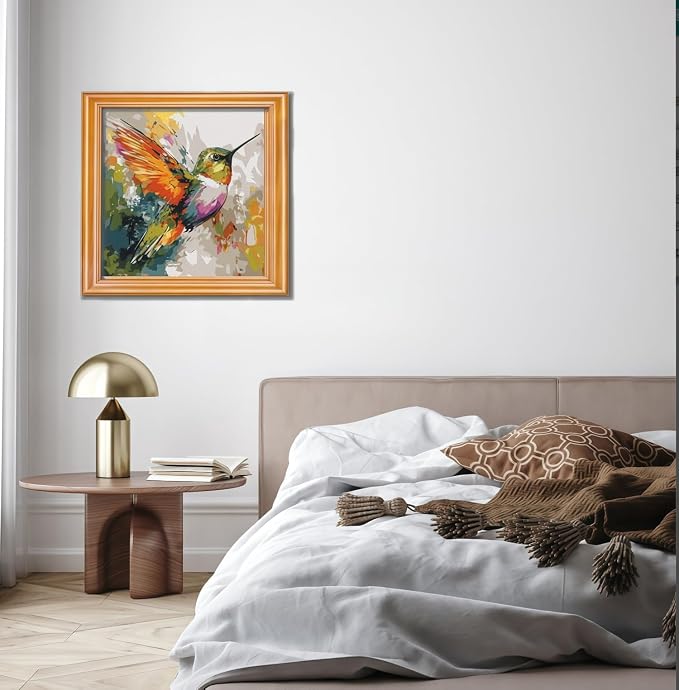 BYGFHLYW Animal Hummingbird Paint by Numbers Kit for Adults Beginners | Adult Paint by Number Kits On Canvas, DIY Acrylic Oil Number Painting Kits, Color by Number for Home Wall Decor 16x16Inch