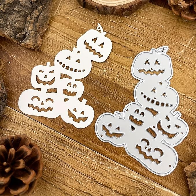 Lapoo Festivals Metal Cutting Die for Scrapbooking - Durable, Cut Stencils for DIY Scrapbook Photo Album Decorative Paper Card, Card Making Supplies (A Bunch of Halloween Pumpkins 2.3 x 3.3 in)