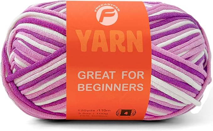 3.5Oz Beginner-Friendly Yarn for Crocheting and Knitting;Worsted-Weight Medium #4;Cotton Blend Yarn for Beginners with Easy-to-See Sitches,Great for Amigurumi DIY (Lavender,1 Skein)