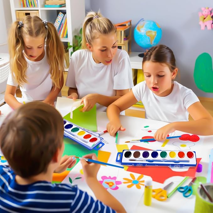 20 Pack Watercolor Paint Set Bulk for Kids, 8 Colors Washable Water Colors | Non-Toxic Water Paint with Paintbrush, Water Color Paint Set for Kids, Beginners and Adults, Ideal for Party Favor, Classroom