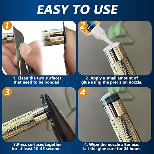 Pool Cue Tip Glue 100g, Quick Dry Billiard Cue Tip Glue for Pool Stick, Heavy Duty Super Adhesive for Snooker Cue, Pool Cue Accessories - No Tip Clamp Needed