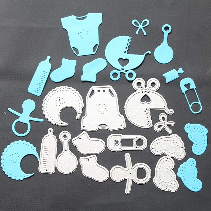 Baby Shower Cutting Die Baby Products Die Cuts for Card Making Cute Infant Foot Dies for Baby Shower Decoupage DIY Scrapbooking Photo Album Card Craft Birthday Decor Stencil Template Tool