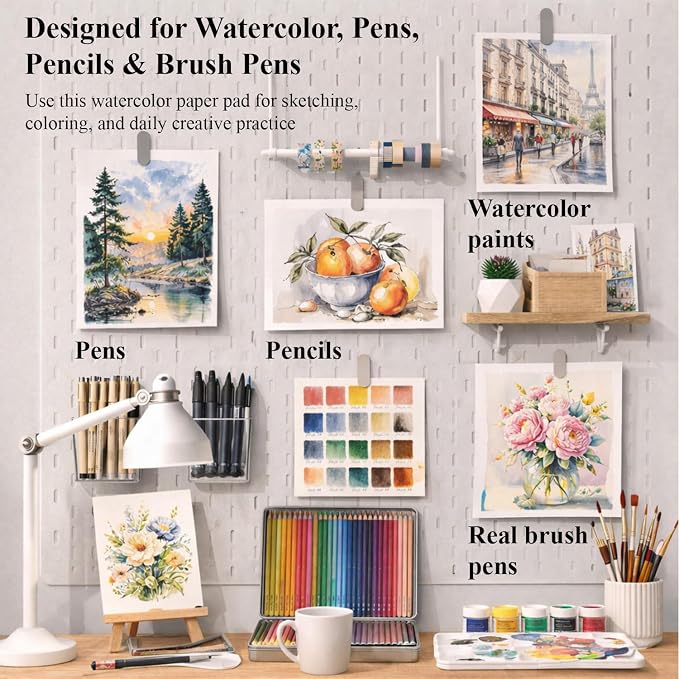 Ogfu Watercolor Paper Pad, 9"x12" Water Color Paper, 140lb/300gsm | Watercolor Sketchbook for Beginners, Students, Art Paper for Watercolor Painting, Drawing & Art Supplies,16 Sheets