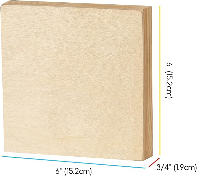 MEEDEN Unfinished Wood Canvas Board:6x6 Canvas Panel Pack of 6