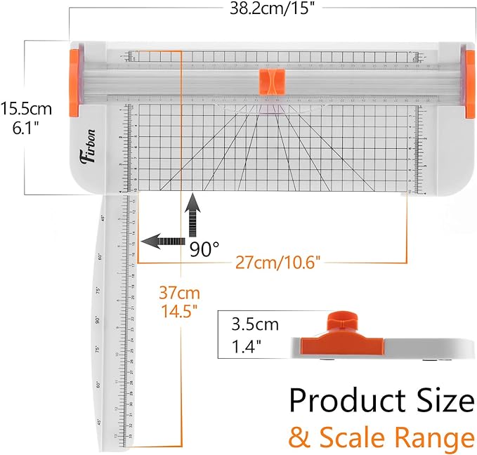 Firbon A4 Paper Cutter, 12 Inch Paper Trimmer with Extened Ruler, White