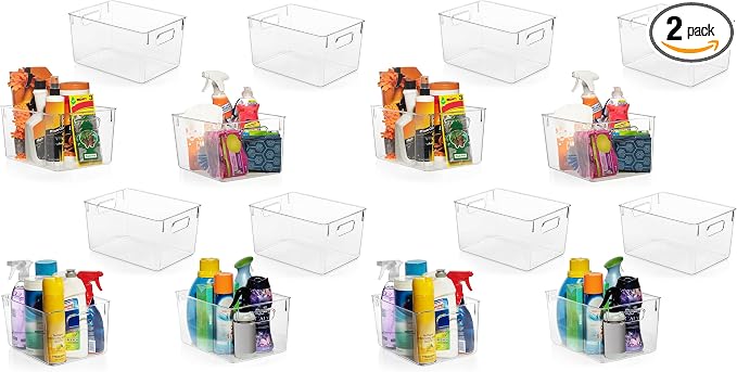 ClearSpace Clear Plastic Storage Bins – Pantry Organizers & Storage Containers, Cabinet Organizer - Home Organization Must Haves for Kitchen, Laundry Room, Office, Closet, Garage & Freezer (Pack of 2)