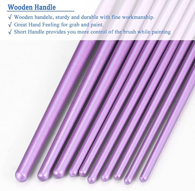 BOSOBO Paint Brushes Set, 20 Pcs Small Paint Brush Kit Round Flat Tip Nylon Hair, for Acrylic Painting, Watercolor, Oil Painting, Kids Face Nail Art Canvas Rock Craft, Art Supplies, Purple