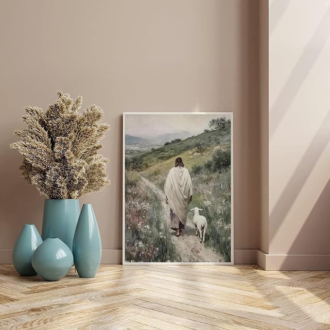 Jesus and Lamb Paint by Numbers Kit for Adults Beginner (Without Frame) | Paint by Number Kits on Canvas DIY Acrylic Oil Easy Painting by Numbers for Home Wall Decor Gift12X16 in