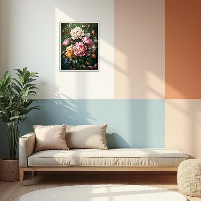 Banket Paint by Numbers Kit for Adults Beginner Flowers DIY Painting Kits for Adults Butterfly Easy Adult Paint by Number Kits on Canvas Color by Numbers for Gifts Home Wall Decor 16x20 Inch