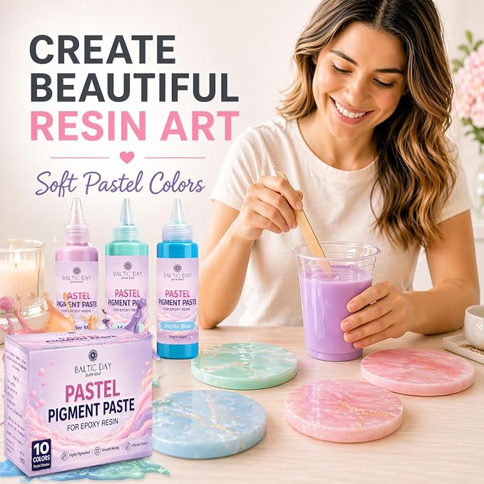 BALTIC DAY Seafoam Glow Pastel Pigment Paste for Epoxy Resin, 191g (6.7oz) | Highly concentrated Seafoam Glow pastel pigment paste for smooth opaque epoxy resin creations