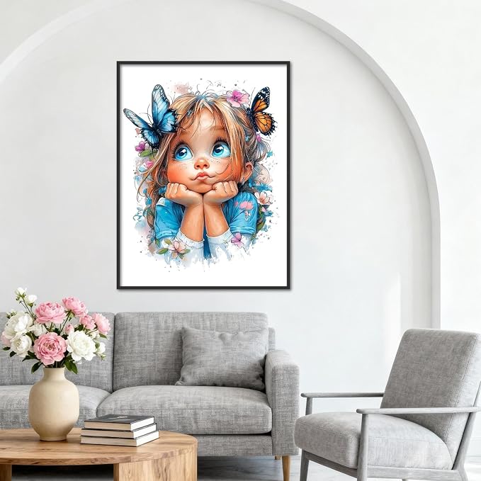 Amaieuin Cute Girl Diamond Painting for Adults,Diamond Art Painting for Adults,5D Diamond Painting for Home Decor and Gifts 12x16in