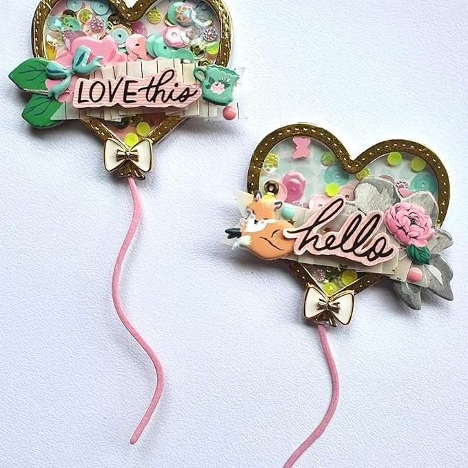 Lapoo 3D Backgrounds Frame Metal Cutting Die for Scrapbooking, New Cutting Dies DIY Album Card Making Decor Paper Craft Metal Die Cuts Party Wedding Decorations (Birthday Love Balloons 5.3 x 3.9 in)