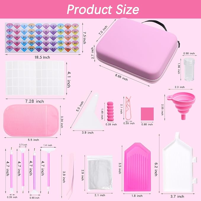 LYMUSUMI 30 Slots Diamond Art Storage Containers for Adults | Portable Bead Storage Boxes for Diamond Painting Accessories and Tools Pink