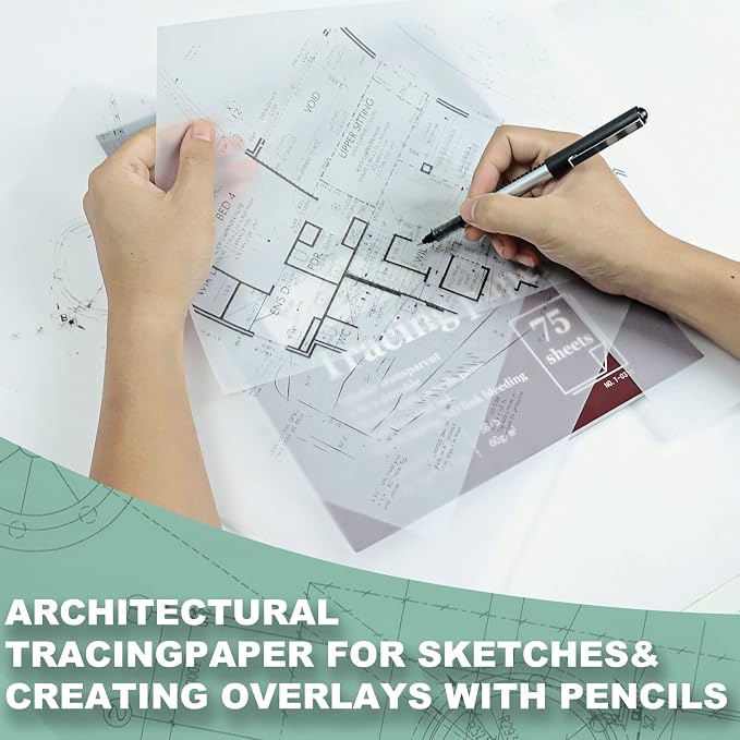 SuFly Tracing Paper Pad 8.5"x 11", Transparent Vellum Paper_100 Sheets_38Lb | Tracing Paper for Drawing, Clear Trace Paper Pad for Pencil, Marker and Ink, Made for Trace Images, Sketching and Overlays