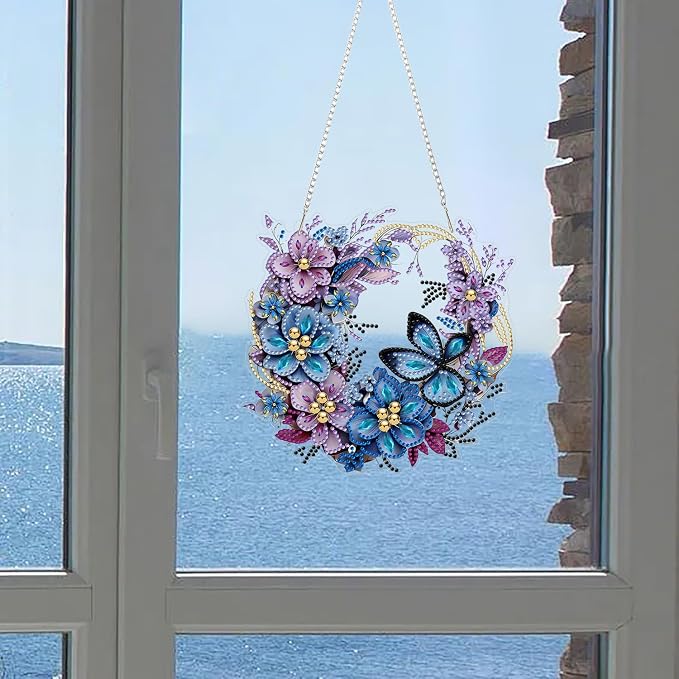 RYMILIE Hanging Diamond Art Kits for Adults Flowers 8x8inch