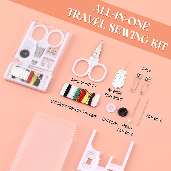 Knitgrip 100 Boxes Mini Travel Sewing Kit Quick Fix Sewing Kits Bulk, White