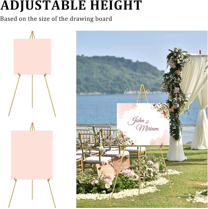 Display Easel Stand for Wedding Sign, Tripod Collapsible Portable Easel